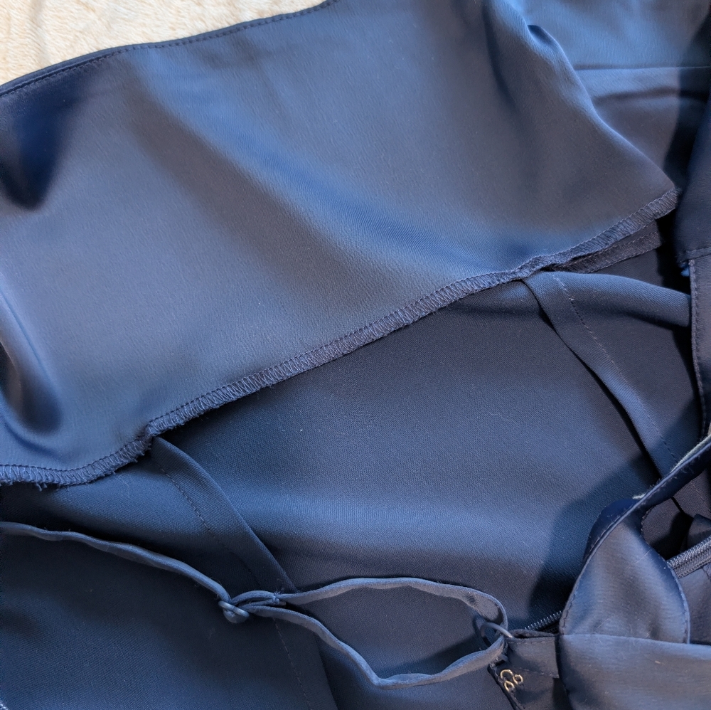 Urban Outfitters UO 90s Style Navy Blue Satin Mini Dress Keyhole Open Back Small - Picture 4 of 15